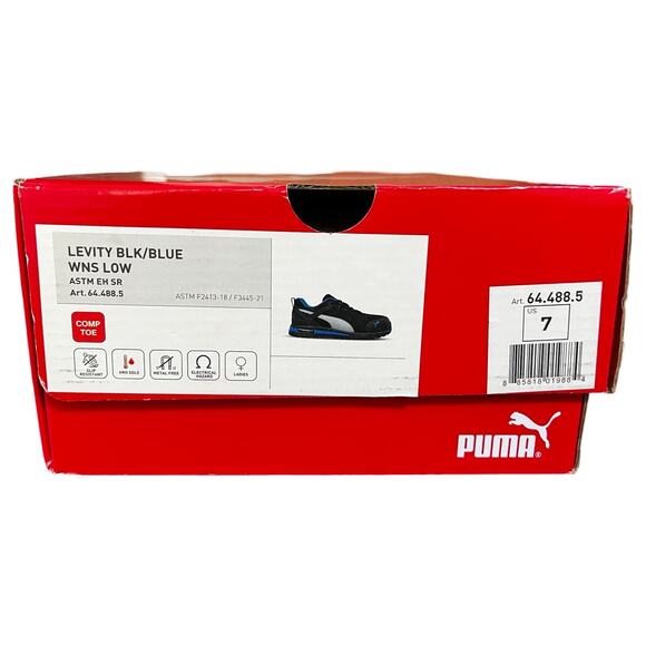 PUMA Womens Levity Knit Low ASTM EH Lace Up Sneaker Size 7 Black Athletic NEW - Picture 10 of 10